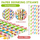Maqihan 100pcs Stripe Drinking Straws - 7 7 Inch Long  Mixed Colors
