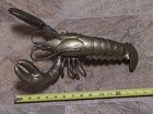 Large Vtg Aged Patina Brass Lobster Figurine Nautical Decor Realistic 15 