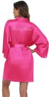 Women Satin Kimono Robe Silver Rhinestones Bride Bridesmaid Wedding Party