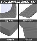 6 Pc Bamboo Sheets Set Deep Pockets Cool Bamboo Sheets Queen King Twin Full Size