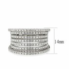 Ladies Wide Ring Silver Cubic Zirconia Sparkling Rhodium Band  1609