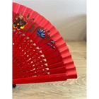 Merida Yucatan Red Floral Folding Hand Fan Mexican Souvenir Decor