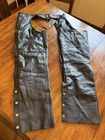 Dream Apparel Black Leather Motorcycle Chaps Sz M Nwt Zip Pocket Lace-up