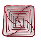 Vintage Mid Century Modern Mcm Atomic Red Metal Square Wire Fruit Bowl Holder
