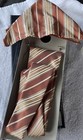1980s Vintage Necktie   Hanky 2 Piece Box Set Brown Tan Stripe Luciano Versi New