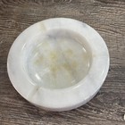 Natural White Onyx Stone Marble Polished Ashtray Vintage 3 Slot