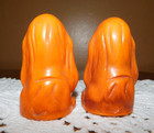 Vintage Orange Sad Blood Basset Hound Dog Salt   Pepper Plastic Shakers