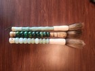 Vintage Set Of 3 Green Jade Oriental Calligraphy Brushes Horse Hair 