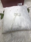 Wedding Ring Pillow Ceremony White Flower Ring Bearer Pillow Satin Cushion 8 In