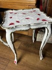 3 Pair Vintage Italian Florentine Mcm Hollywood Floral White red Nesting Tables