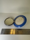 Vintage Art Deco Silver Tone Round Compact W mirror plastic   Metal Rhineston336