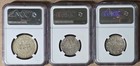 Lot Of 3 India Bengal Silver Rupee   Kutch 5 Kori Ngc Ms62