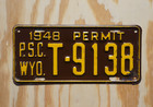 1948 Wyoming Psc Permit License Plate - Original Paint