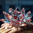 5  130mm Fengshui Crystal Lotus Glass Flower Paperweight Home Office Decoration