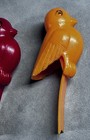 4 Vintage Multicolored Plastic Clip On Birds Hong Kong Green Orange Yellow Red