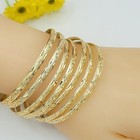 14k Gold Plated 7 Bangle Bracelets Set   Semanario Chapa Oro 7 Piezas   Assorted