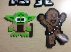 Lot Of 4 Perler Beads Pixel Art Star Wars Chewbacca Yoda Stormtrooper R2-d2