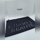 Chanel Beaut   Black Embroidered Cotton Pouch W  Envelope Vip Gwp Cosmetic Bag