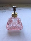 Vintage Art Deco Pink Glass Perfume Bottle With Atomizer 
