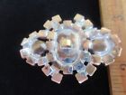 Outstanding  Czech Vintage Glass Rhinestone Button    Crystal W c Peridot Green
