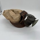 Antique Coal Miner Canvas Hat With Carbide Lantern Lamp Farm Found
