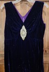 Vintage Purple Velvet Womens Dress Size 14 Union Made Faux Pearl Rhinestone