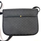 Gucci Gg Pattern Black Canvas Leather Crossbody Flap Bag Gold Hardware Vintage
