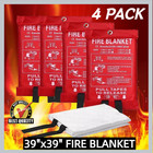 4pcs Fire Blanket Fiberglass Emergency Home Retardant Prepared 39  x39  us Stock