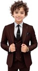 Boys Formal Suit Set 3 Piece Peak Lapel Ring Bearer Suit Slim Fit Kids Tuxedo