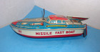 Vintage 1960 s Tin Litho Toy Navy Missile Fast Boat
