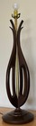 Vintage 1960s Wood Brass Atomic Era Lamp Mid Century Mcm Modern Lighting Danish