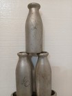 6 Cast Aluminum Milk Bottles Knock Em Down Carnival Fair Game Vintage 