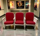 3 Theater Seats  Vintage Red Upholstered Tip-up Cinema Auditorium Seating  A34