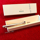 New Rolex Silver Scribe Platinum Wave Cut Ballpoint Pen Rare Ad Vip Gift