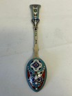Antique Russian Silver 88 Champleve Enamel Spoon By Antip Kuzmichev  12cm