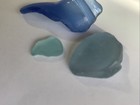 3 Genuine Surf Tumbled Sea Glass Different Blue Colors