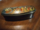 Vintage Palekh Russian Lacquer Trinket Box Hand Painted 7  X 3 