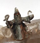 Vintage 1980s Crystal With Pewter Wizard Figurine - About 4  X 3   