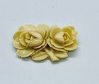 Vintage Hand Carved Cream Celluloid Plastic Rose Flower Brooch Made In Japan 