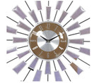 Large Starburst Wall Clock Metal Analog Mid Century Modern Vintage Style Decor