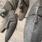 Four Old Papua New Guinea Sepik River Carved Ancestor Masks - Tribal Art