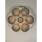 1920s French Majolica Sarreguemines Oyster Plate