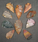 10 Select 1 4  To 1 8  Flint Arrowhead Spearhead Stone Point Knife Blade I-751