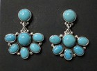 Lovely Sterling Silver Federico Jimenez Turquoise Half Flower Dangle Earrings 