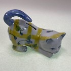 Andrea By Sadek Cat Bank - Pouncing Cat Kitten Yellow Checks Flowers - Japan