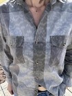 Vintage New Forces County Seat 70s Button Up Plaid Green Gray Unisex Size S