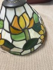 Vintage Tiffany Style Stained Glass Lamp Shade Floral Table  Orange Green White