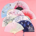 Vintage Silk Folding Hand Fan Chinese Japanese Bamboo Fans Craft Gifts Women