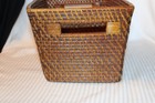 Vintage Rectangular Wicker Basket   Lattice Design With Handles Guc