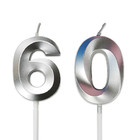 Silver Glitter Number 60 Candles 60th Birthday Party Cake Decoration Supplie 9cm